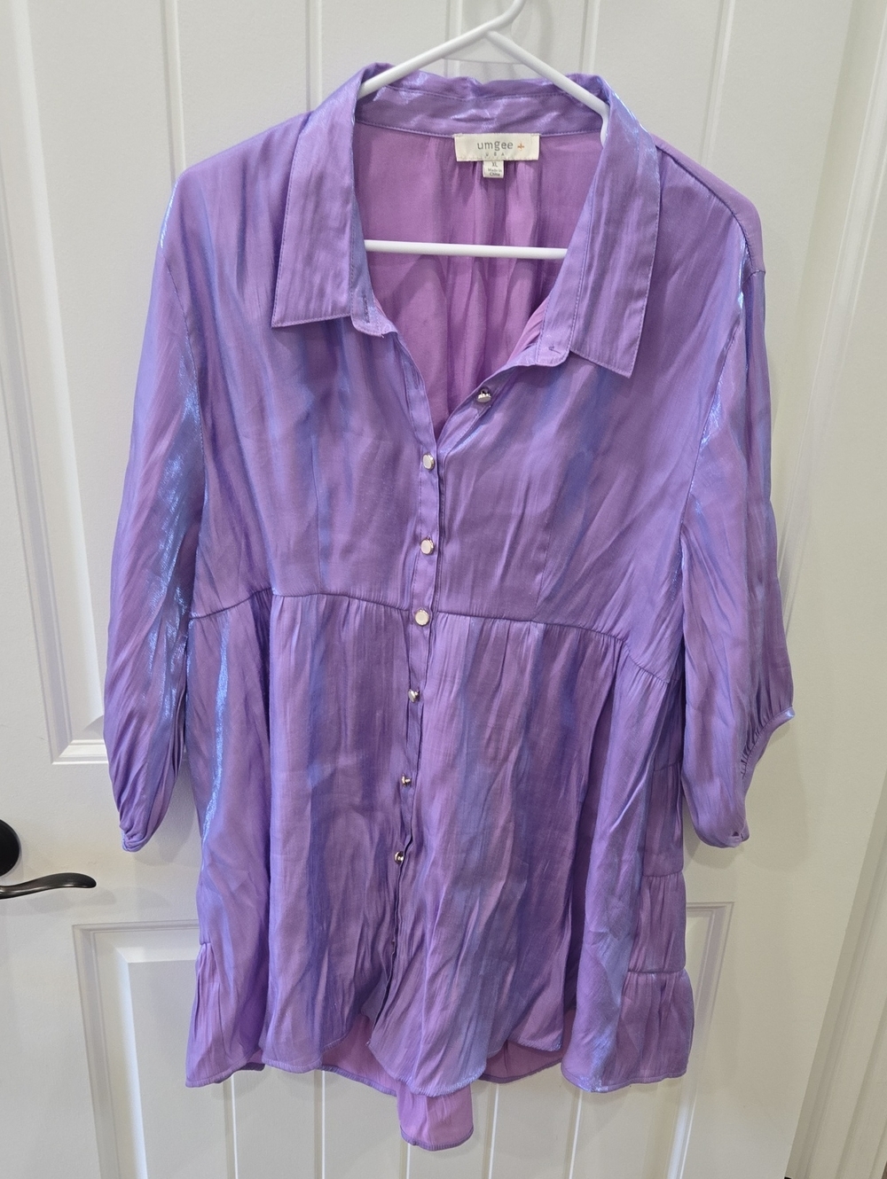 Umgee Lavender Shimmer Button-Down Tunic